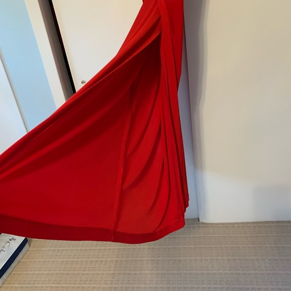 Wide legged red jumpsuit. Rhinestone shoulder strap. Looks like a gown. Size 16 - Picture 9 of 12